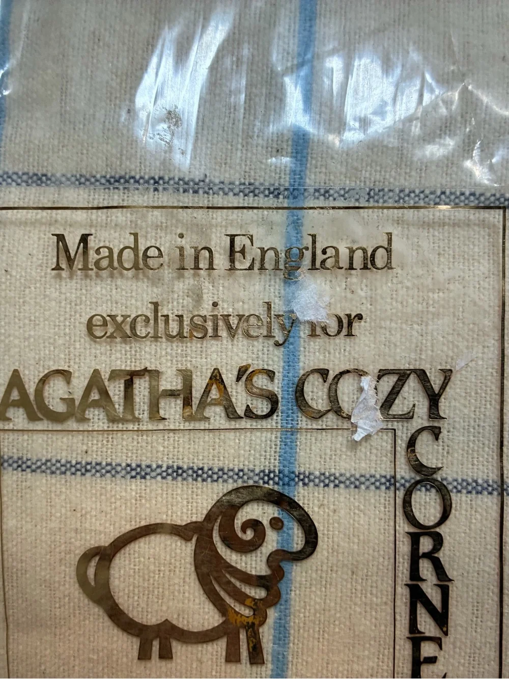 VTG Agathas Cozy Corner England Ivory Plaid Flat Sheet Set Flannel Cotton NWT
